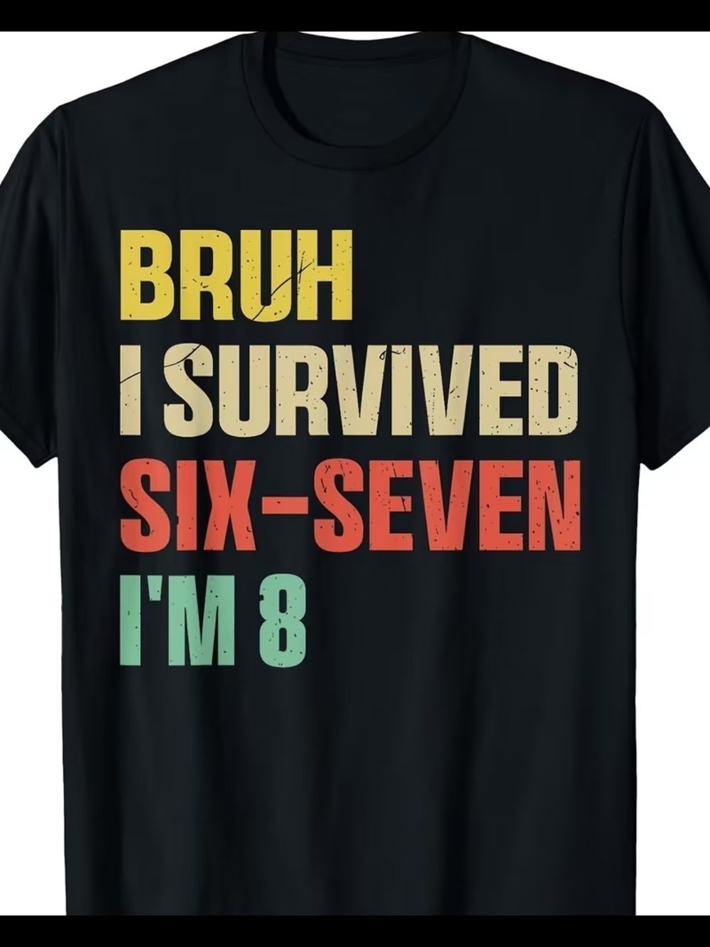 Bruh I Survived Six-Seven I'm 8 Graphic Tee - Black